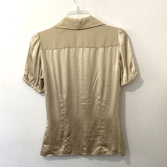 Cesare Fabbri Tan Silk Blouse Women’s Size 42 - Picture 2 of 12